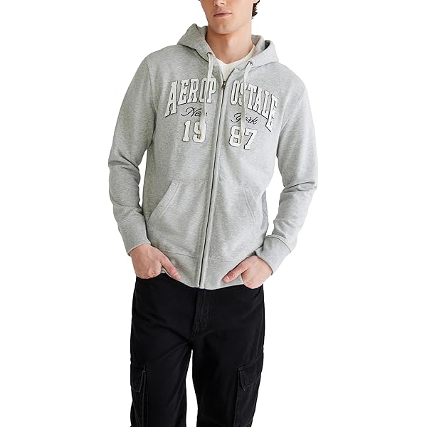 Nautica Mens Anchor Fleece Full-Zip Hoodie Sweatshirt, Stone